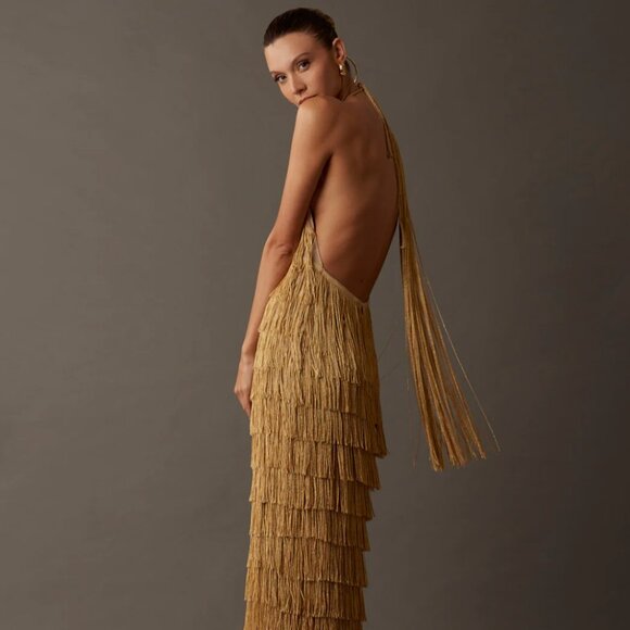 BLESSHS FRINGE DRESS GOLD - Picture 3 of 5
